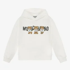 Moschino Kid-Teen Ivory Cotton Teddy Bear Hoodie Outlet