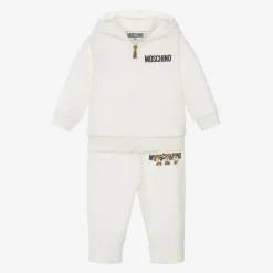 Moschino Baby Ivory Cotton Teddy Bear Logo Tracksuit Outlet
