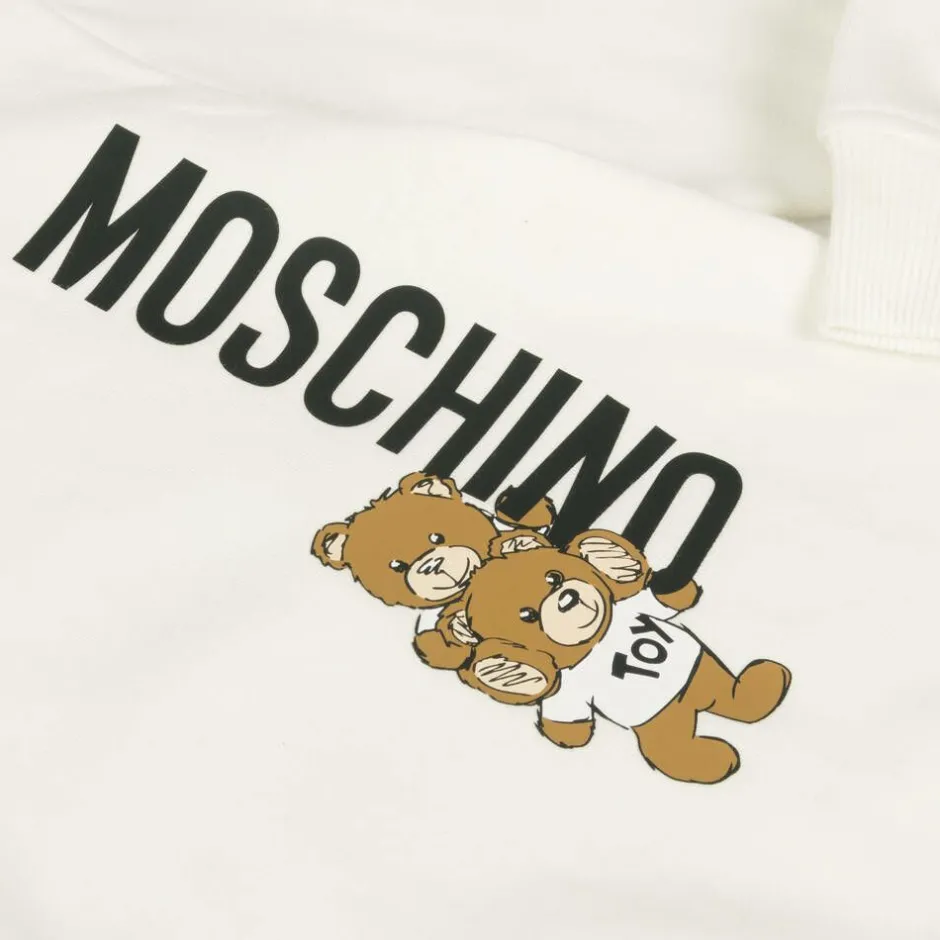 Moschino Kid-Teen Ivory Cotton Teddy Bear Sweatshirt Clearance