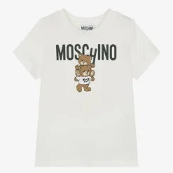 Moschino Kid-Teen Ivory Cotton Teddy Bear T-Shirt
