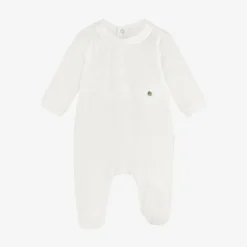 Pureté Du... Bébé Ivory Cotton Velour Babygrow New