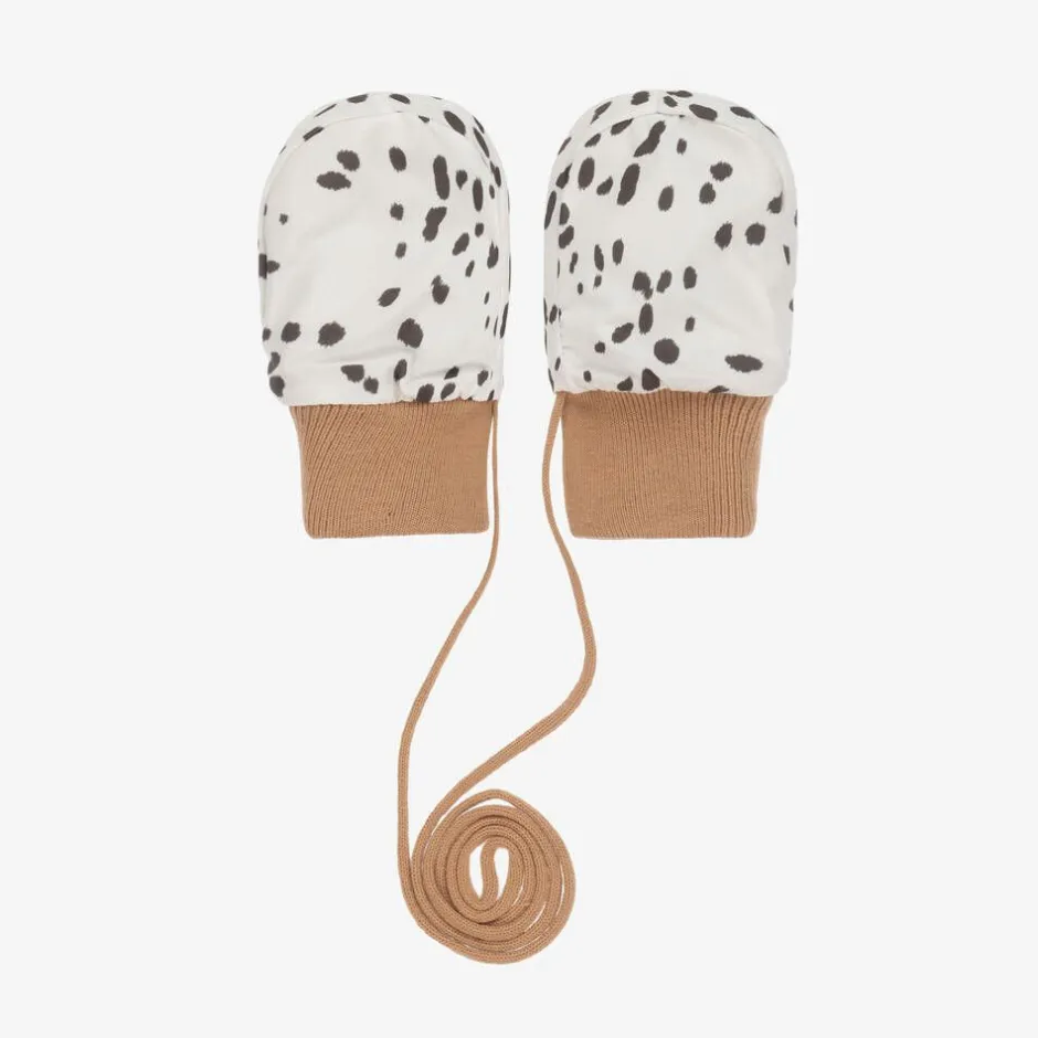 Elodie Ivory Dalmation Print Baby Mittens Hot