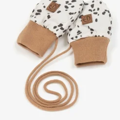 Elodie Ivory Dalmation Print Baby Mittens Hot
