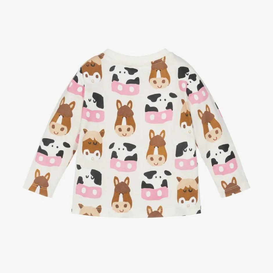 Stella McCartney Kids Ivory Farm Animal Organic Cotton Top Hot
