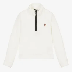 Moncler Enfant Ivory Fleece Zip-Up Top Clearance