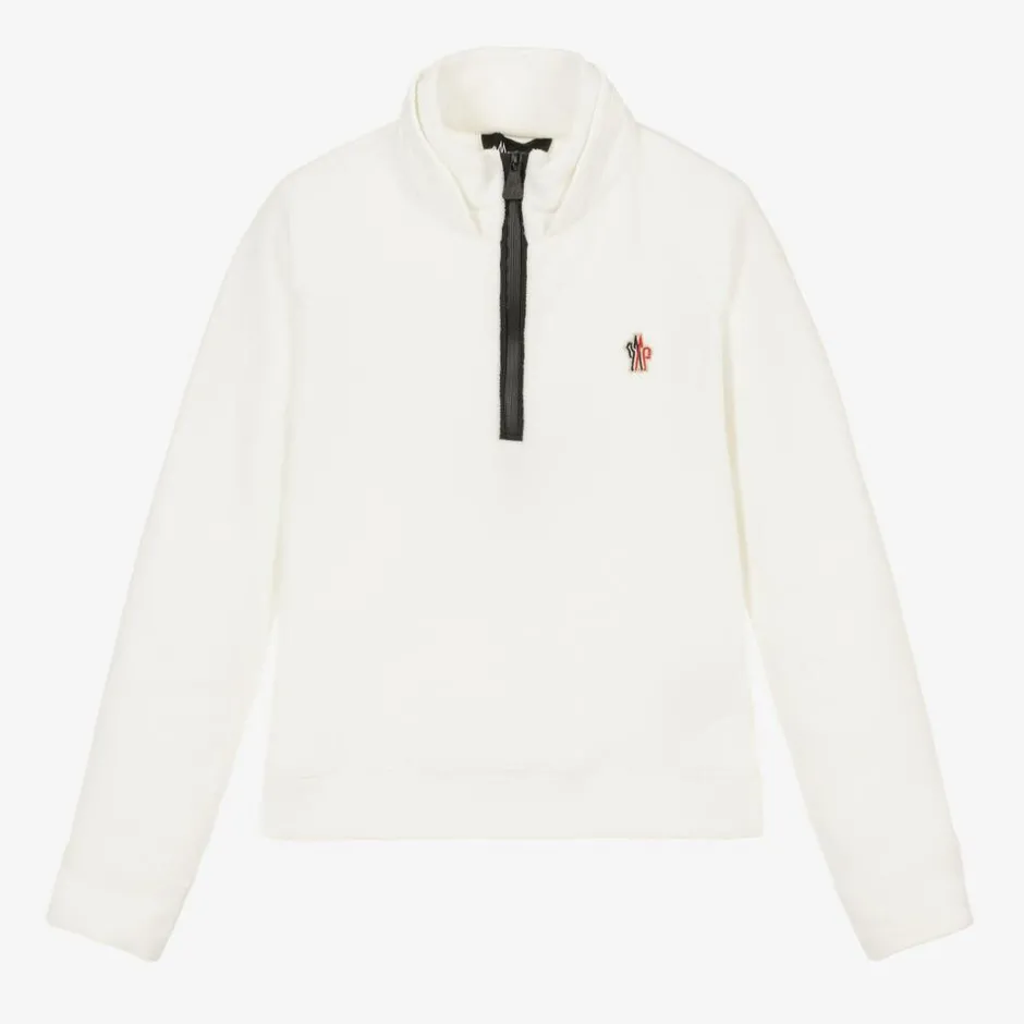 Moncler Enfant Ivory Fleece Zip-Up Top Clearance