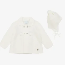 Artesanía Granlei Ivory Knitted Baby Coat & Hat Set