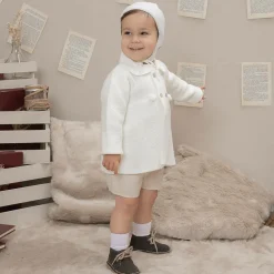 Artesanía Granlei Ivory Knitted Baby Coat & Hat Set