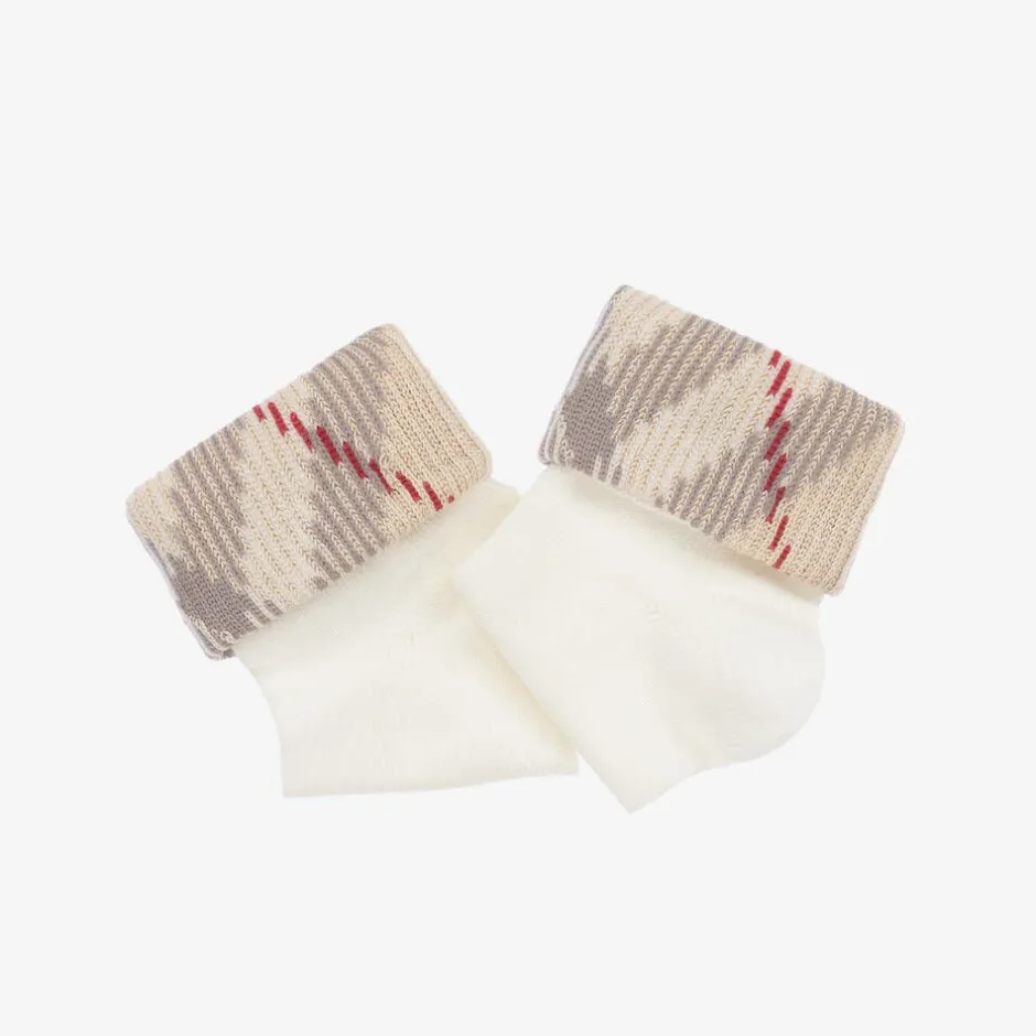 Burberry Ivory Knitted Cotton Socks (2 Pack) Best