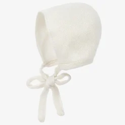 Foque Ivory Knitted Wool & Cashmere Baby Bonnet Sale