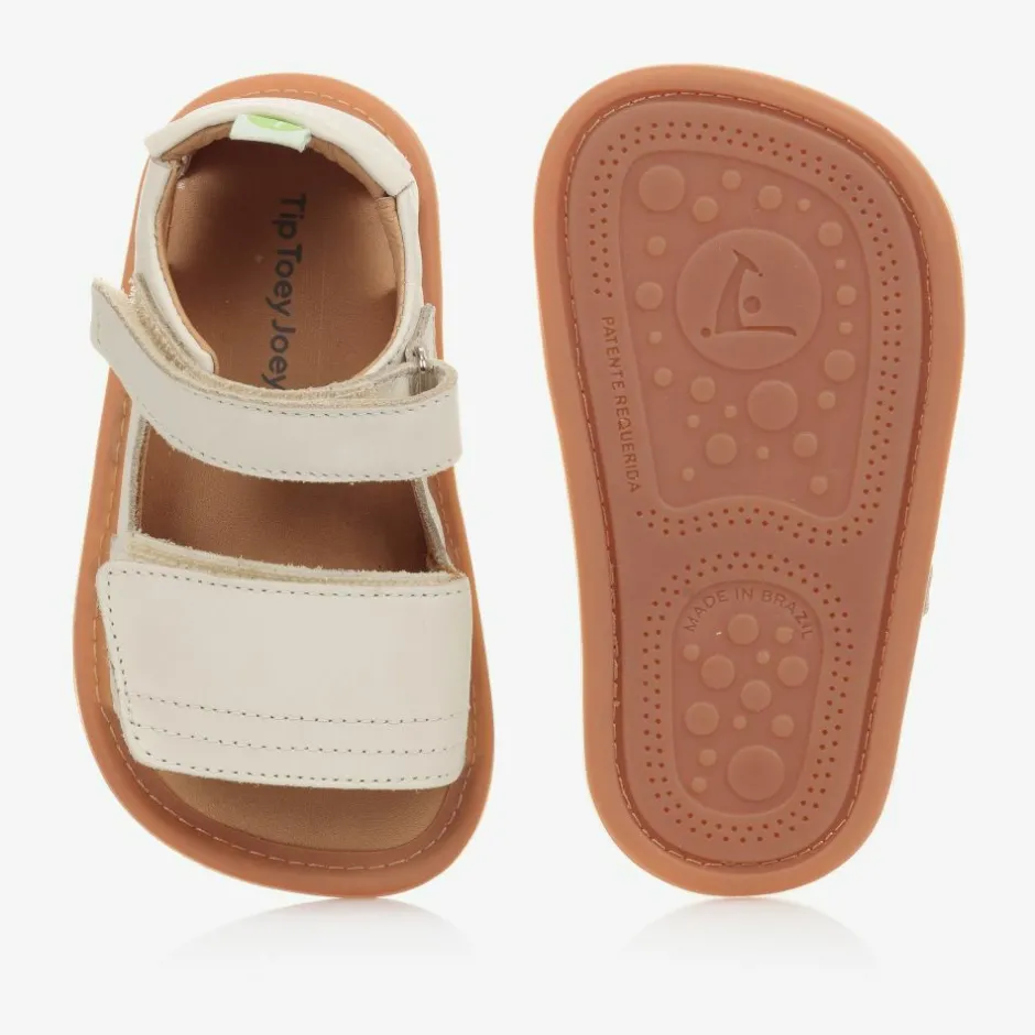 Tip Toey Joey Ivory Leather Baby Sandals New