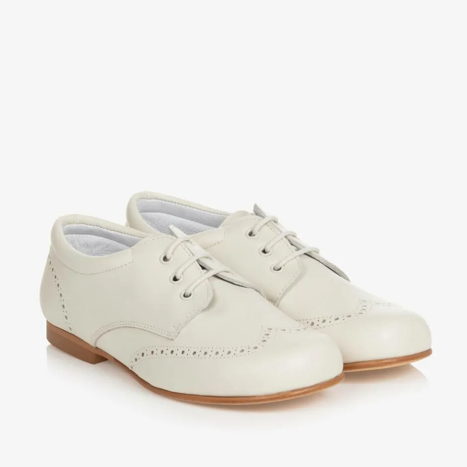 Childrens Classics Ivory Leather Brogue Shoes Discount