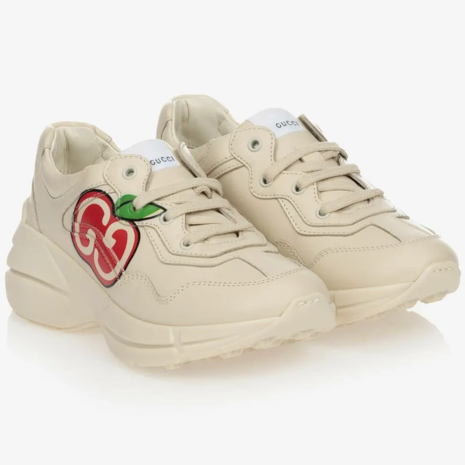 Gucci Ivory Leather Rhyton Trainers Clearance