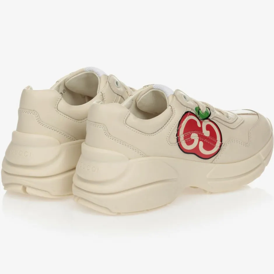 Gucci Ivory Leather Rhyton Trainers Clearance