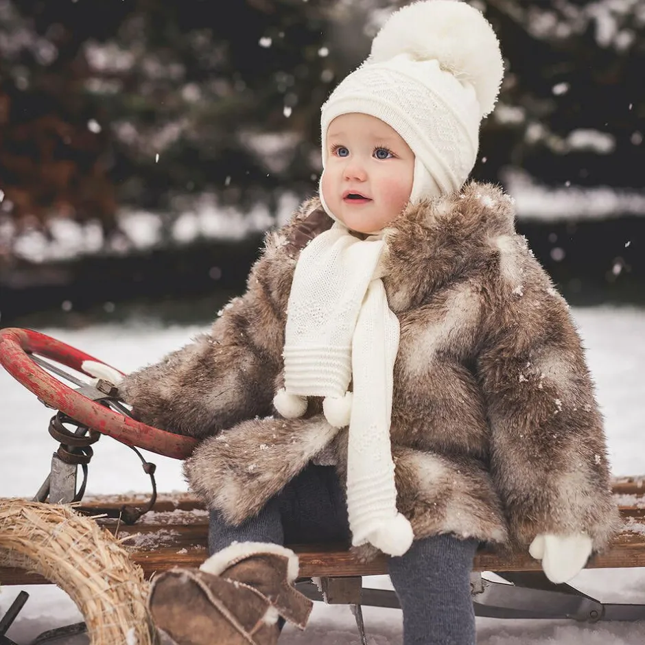 Sätila of Sweden Ivory Malva Knitted Giant Pom-Pom Beanie Sale