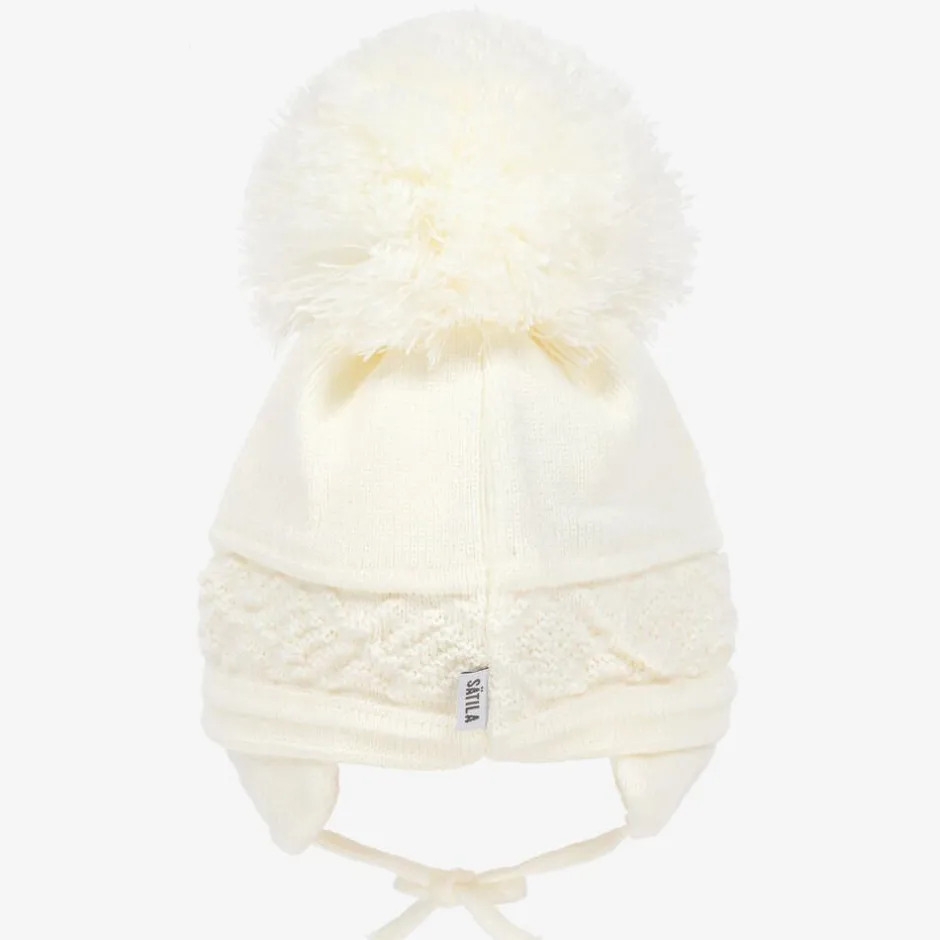 Sätila of Sweden Ivory Malva Knitted Giant Pom-Pom Beanie Sale