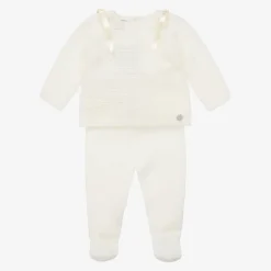 Paz Rodríguez Ivory Merino Wool Knit 2 Piece Babygrow New