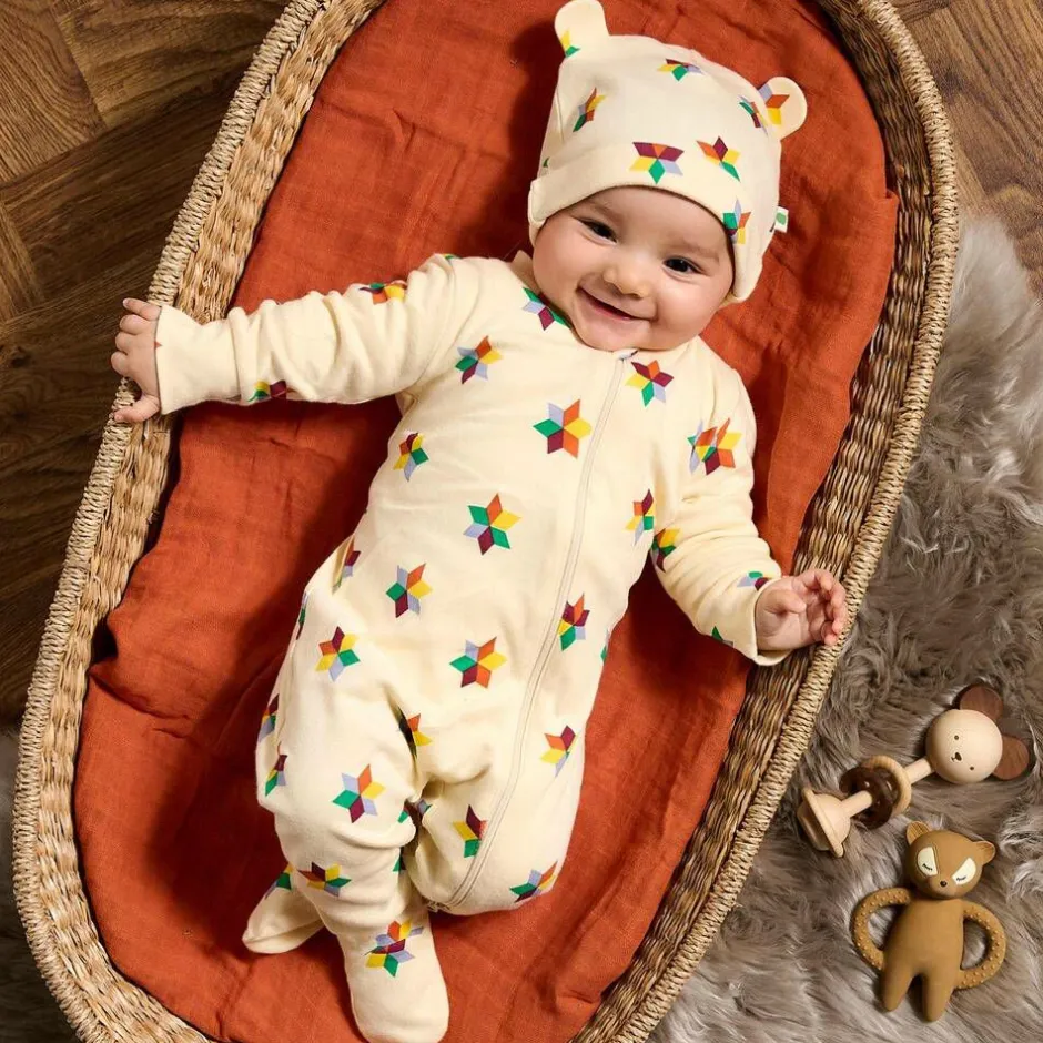 The Bonniemob Ivory Organic Cotton Babygrow & Hat Set Best