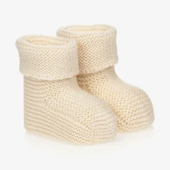 NaturaPura Ivory Organic Cotton Knit Booties New