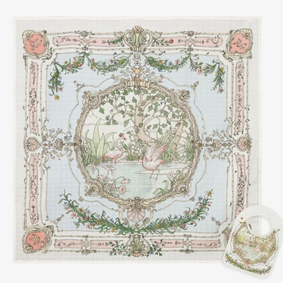 Atelier Choux Paris Ivory Organic Cotton Swaddle & Bib Set Discount