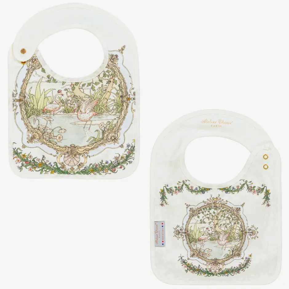 Atelier Choux Paris Ivory Organic Cotton Swaddle & Bib Set Discount