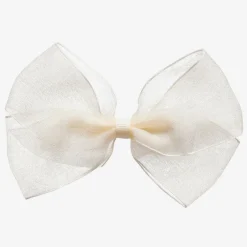Peach Ribbons Ivory Organza Bow Clip (12cm) Outlet