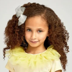 Peach Ribbons Ivory Organza Bow Clip (12cm) Outlet