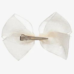 Peach Ribbons Ivory Organza Bow Clip (12cm) Outlet