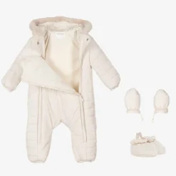 Mayoral Newborn Ivory Padded Bunny Snowsuit Hot