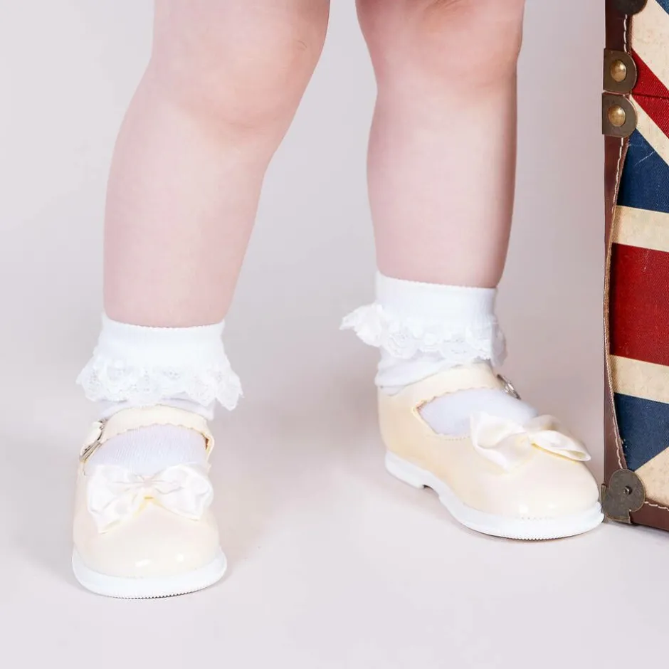 Early Days Ivory Patent Bar Shoes Clearance