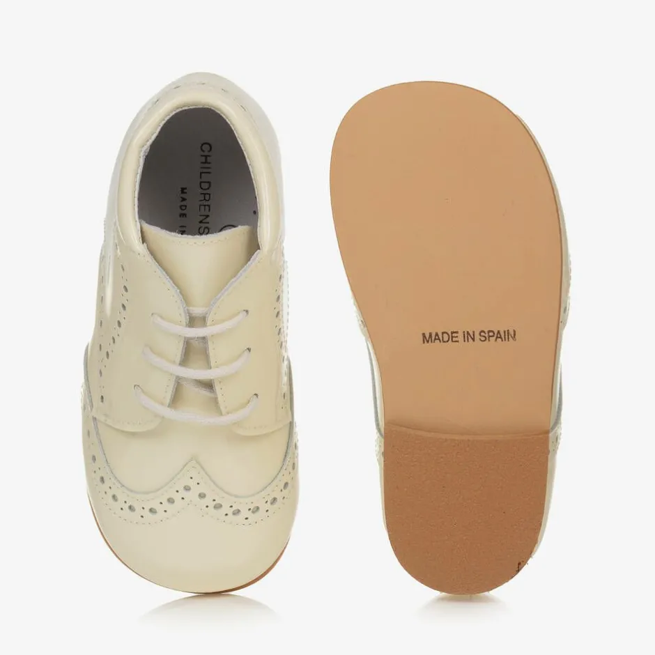 Childrens Classics Ivory Patent Leather Boots New