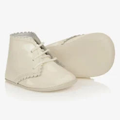Beatrice amp; George Ivory Patent Leather Pre-Walker Baby Boots Hot