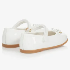 Dolce amp; Gabbana Ivory Patent Leather Shoes New