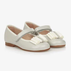 Childrens Classics Ivory Pearl Leather Shoes New