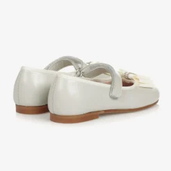 Childrens Classics Ivory Pearl Leather Shoes New