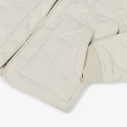 Emporio Armani Ivory Quilted Eagle Logo Jacket New