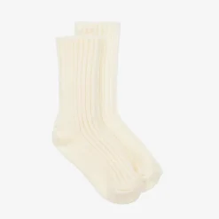 Joha Ivory Ribbed Thermal Wool Socks Hot