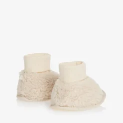 The Little Tailor Ivory Sherpa Fleece Baby Booties Outlet
