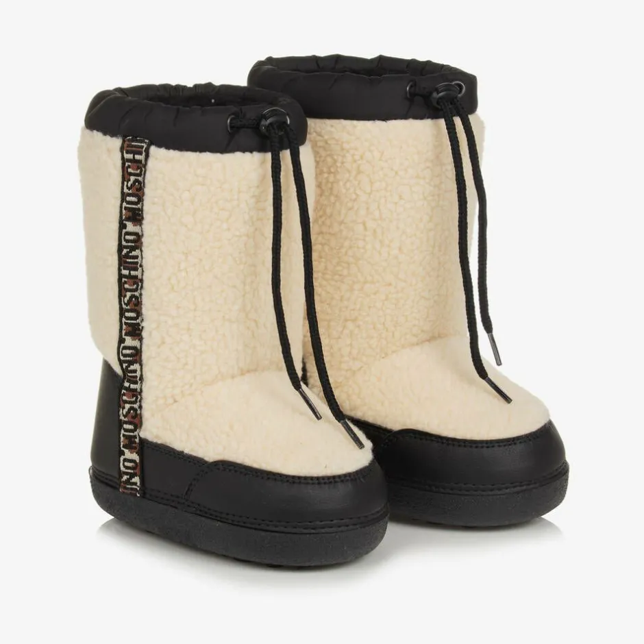 Moschino Ivory Sherpa Fleece Snow Boots Online