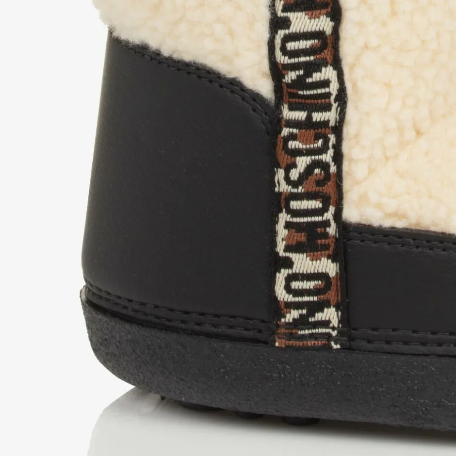 Moschino Ivory Sherpa Fleece Snow Boots Online