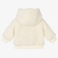 Moncler Enfant Ivory Sherpa Fleece Zip-Up Top
