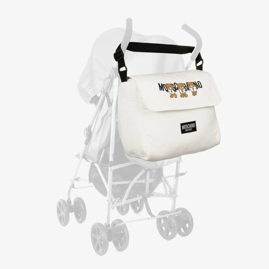 Moschino Baby Ivory Teddy Bear Logo Cotton Changing Bag (39cm)