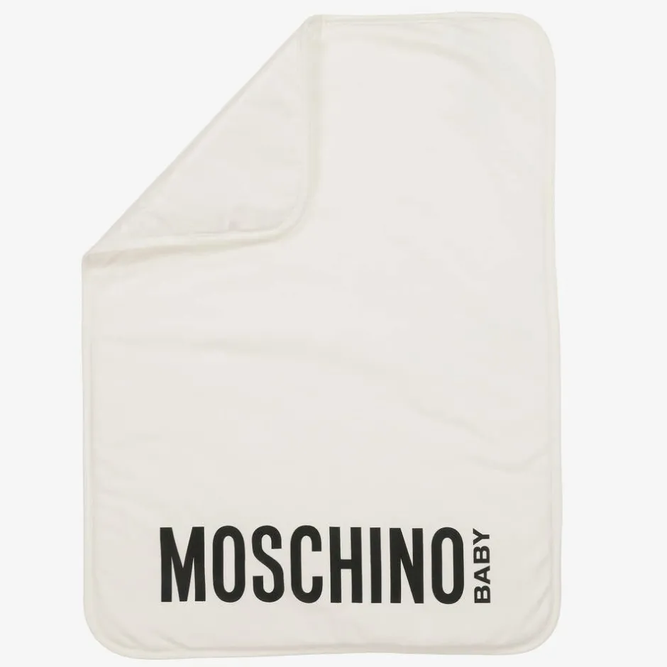 Moschino Baby Ivory Teddy Bear Logo Cotton Changing Bag (39cm)