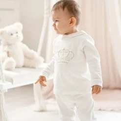 Sofija Ivory Velour Baby Trouser Set Discount