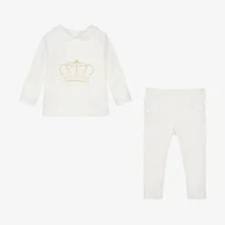 Sofija Ivory Velour Baby Trouser Set Discount