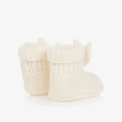 Tartine et Chocolat Ivory Wool & Cashmere Knitted Booties Clearance