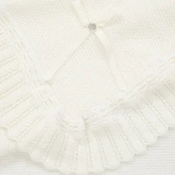 Paz Rodríguez Ivory Wool Knit Baby Shawl (106cm) Sale
