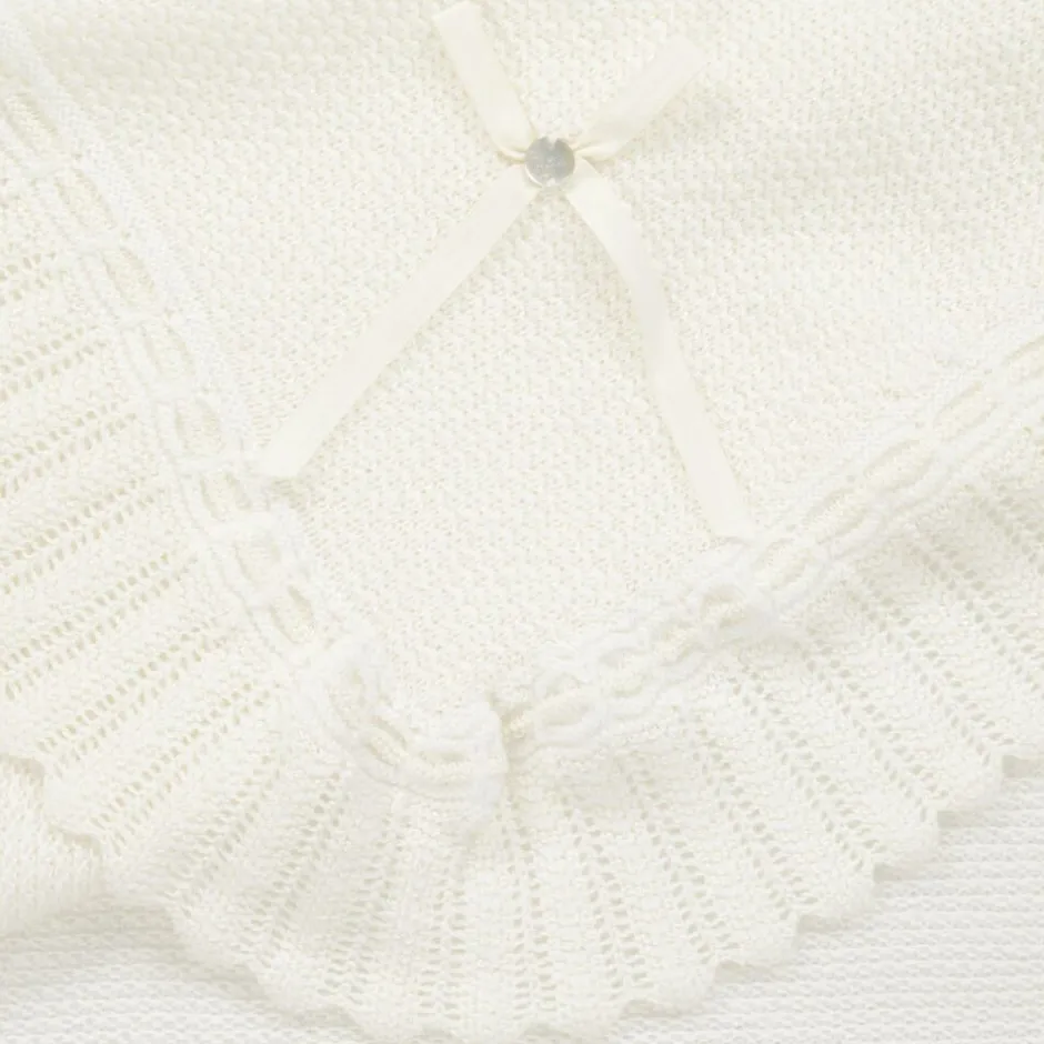 Paz Rodríguez Ivory Wool Knit Baby Shawl (106cm) Sale