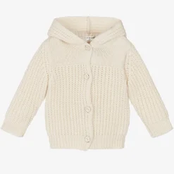 1 + in the family Ivory Wool Knit Hooded Baby Cardigan Online