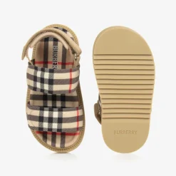 Burberry Junior Archive Beige Check Sandals Discount